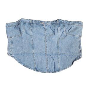 PrettyLittleThing Light Blue Jean Waistband Detail Denim Corset Top UK 28 US 24